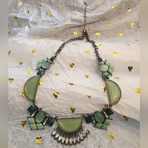 Lia Sophia "Glacial" Antique Silver Tone w/Cut Crystals & Resin Necklace 16-19"